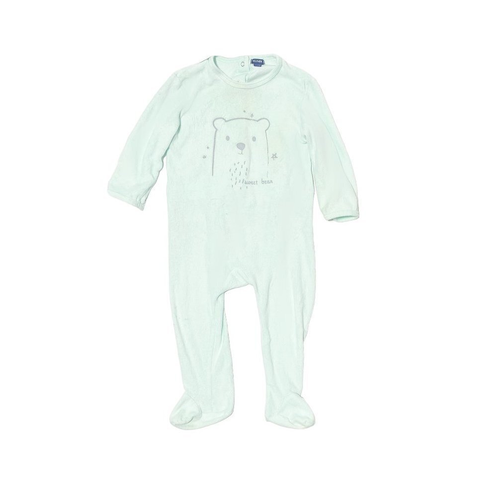 Kiabi Baby One Piece Velour Sweet Bear Footed PJ's